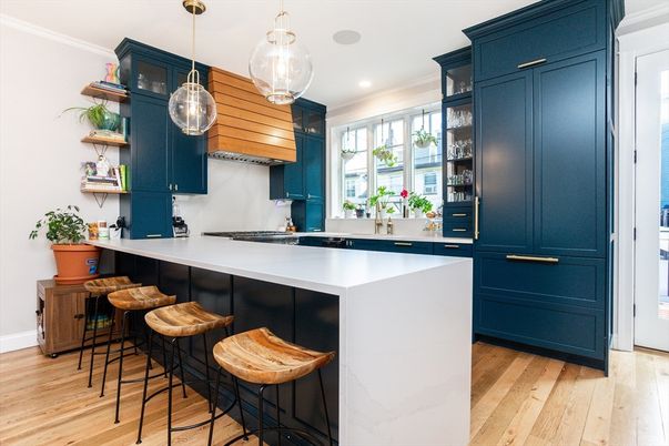 Interior, Kitchen, Pendant Lights, Recessed Lighting, Wood Texture Flooring