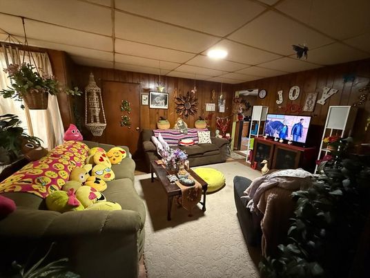 Interior, Living room, Recessed Lighting, Wooden Walls