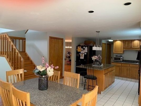 Dining room, Interior, Kitchen, Pendant Lights, Recessed Lighting, Stainless Steel Appliances