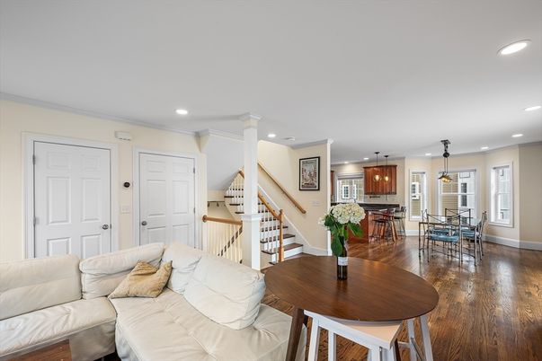 Dining room, Interior, Kitchen, Living room, Pendant Lights, Recessed Lighting, Wood Texture Flooring