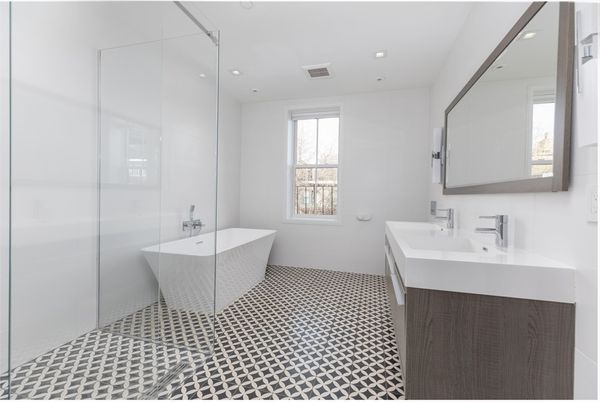 Bathroom, Dual Sink Vanities, Free Standing Baths, Glass Shower, Interior, Recessed Lighting