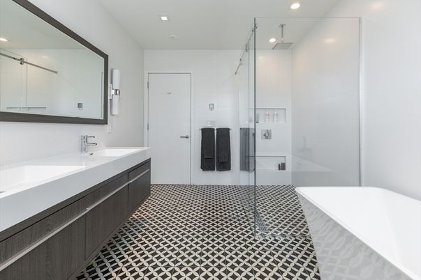 Bathroom, Dual Sink Vanities, Free Standing Baths, Glass Shower, Interior, Recessed Lighting