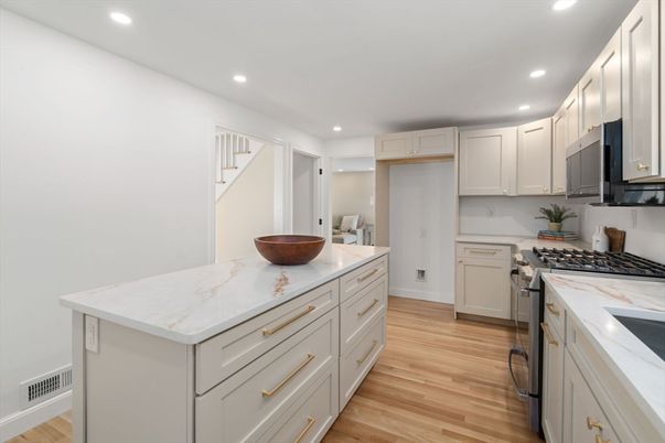 Interior, Kitchen, Recessed Lighting, Wood Texture Flooring