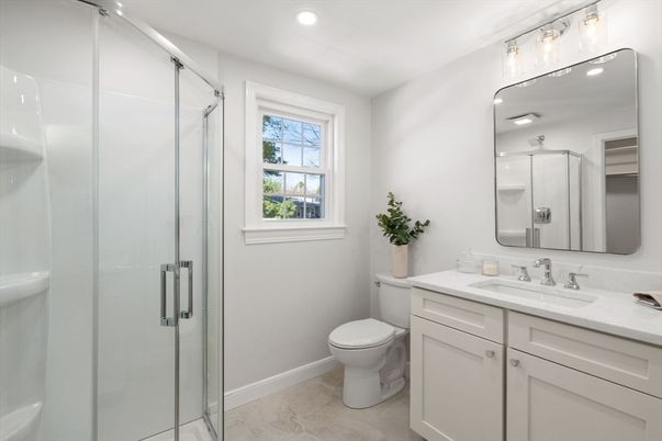 Bathroom, Glass Shower, Interior, Recessed Lighting