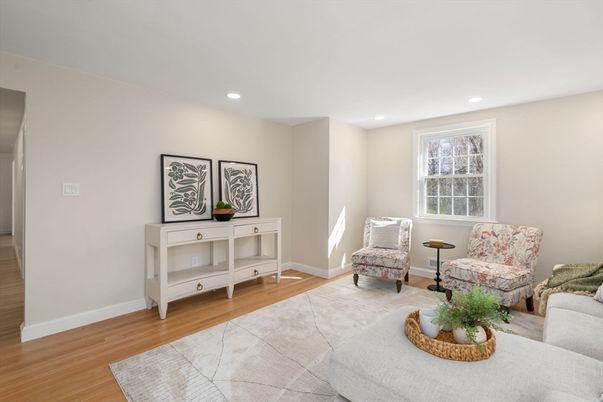Interior, Living room, Recessed Lighting, Wood Texture Flooring