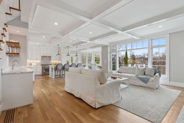 Interior, Kitchen, Living room, Pendant Lights, Recessed Lighting, Wood Texture Flooring