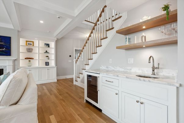 Fireplace, Interior, Recessed Lighting, Wood Texture Flooring