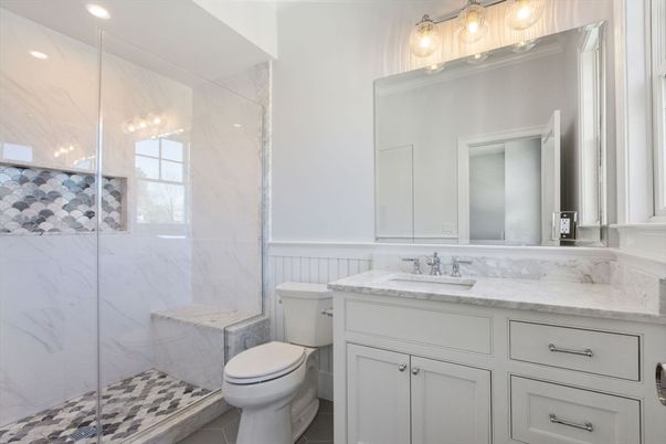 Bathroom, Glass Shower, Interior, Marble Walls