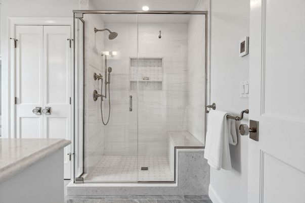 Bathroom, Glass Shower, Interior, Recessed Lighting