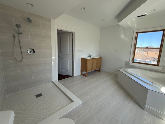 Bathroom, Glass Shower, Interior, Recessed Lighting