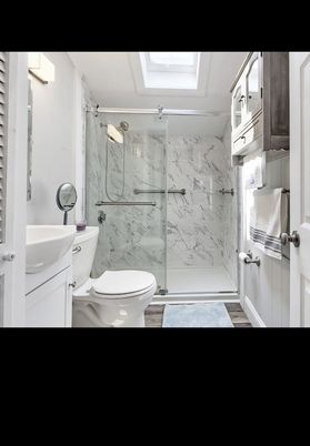 Bathroom, Glass Shower, Interior, Marble Walls