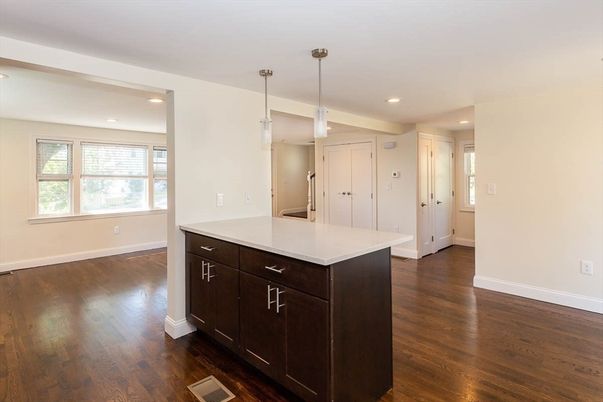 Interior, Kitchen, Pendant Lights, Recessed Lighting, Wood Texture Flooring