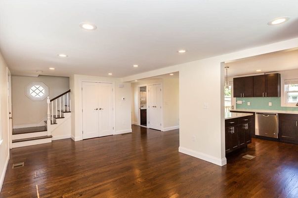 Interior, Kitchen, Pendant Lights, Recessed Lighting, Wood Texture Flooring