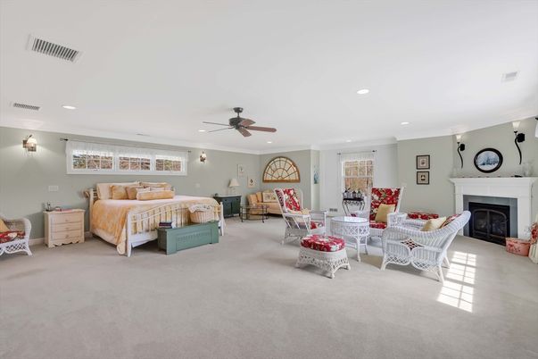 Bedroom, Dining room, Fireplace, Interior, Recessed Lighting