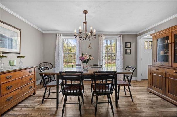 Chandelier, Dining room, Interior, Wood Texture Flooring