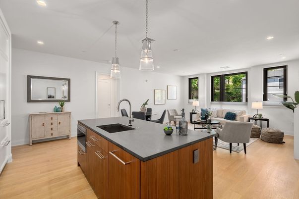 Dining room, Interior, Kitchen, Living room, Pendant Lights, Recessed Lighting, Wood Texture Flooring