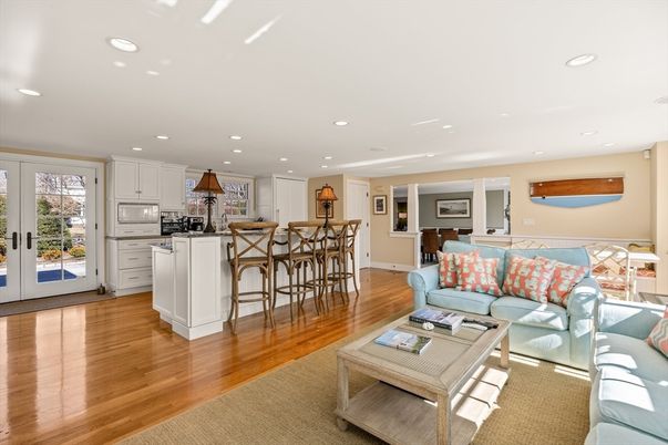 Interior, Kitchen, Living room, Recessed Lighting, Stainless Steel Appliances, Wood Texture Flooring