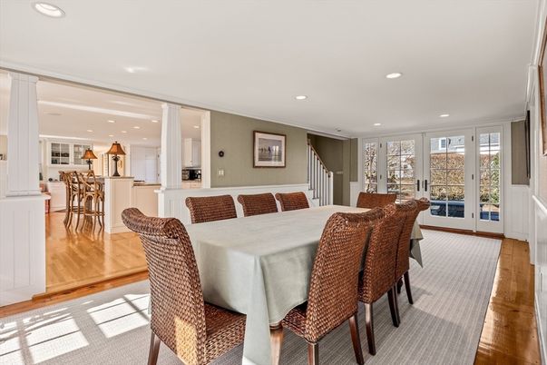 Dining room, Interior, Kitchen, Recessed Lighting, Wood Texture Flooring