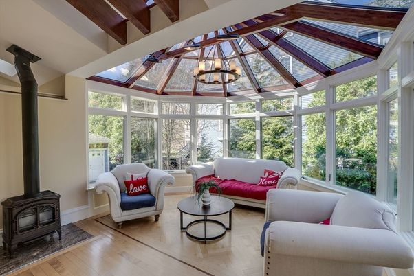 Chandelier, Fireplace, Interior, Living room, Sun Room, Wooden Beams, Wood Texture Flooring