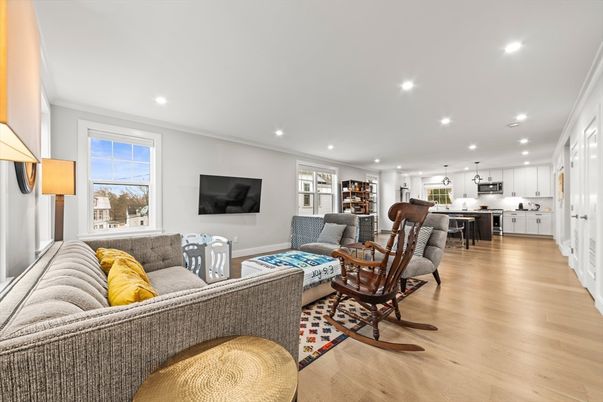 Interior, Kitchen, Living room, Pendant Lights, Recessed Lighting, Wood Texture Flooring