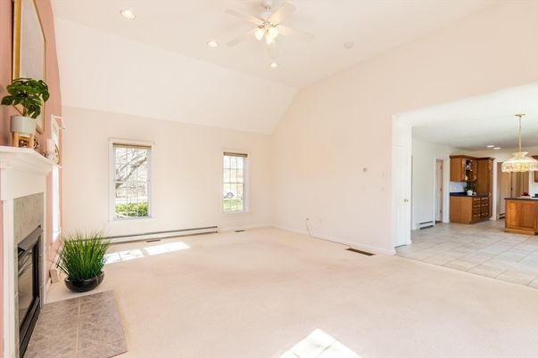 Chandelier, Empty room, Fireplace, Interior, Kitchen, Recessed Lighting