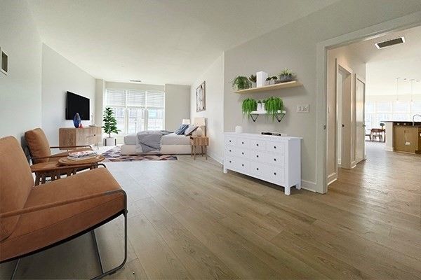 Interior, Living room, Pendant Lights, Wood Texture Flooring