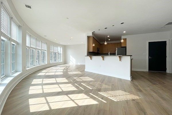Interior, Kitchen, Pendant Lights, Recessed Lighting, Wood Texture Flooring