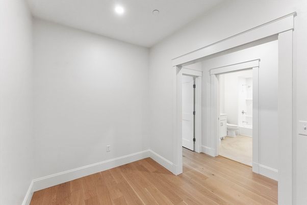 Bathroom, Empty room, Interior, Recessed Lighting, Wood Texture Flooring