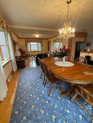 Chandelier, Dining room, Interior, Wood Texture Flooring