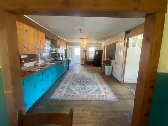 Interior, Kitchen, Pendant Lights, Wood Texture Flooring
