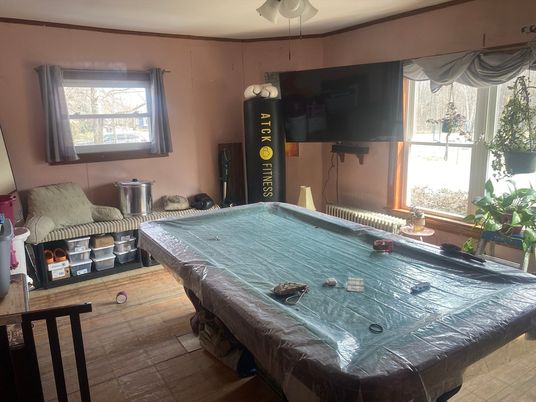 Billiard Table, Game Room, Interior, Wood Texture Flooring