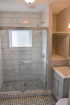 Bathroom, Glass Shower, Interior, Marble Walls