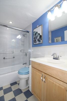 Bathroom, Glass Shower, Interior, Recessed Lighting
