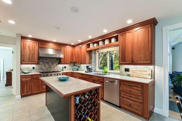 Interior, Kitchen, Recessed Lighting, Stainless Steel Appliances, Tile Countertops