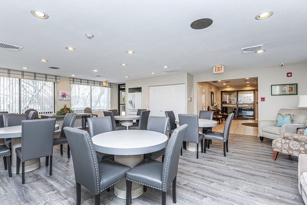 Dining room, Interior, Living room, Recessed Lighting, Wood Texture Flooring