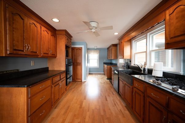 Interior, Kitchen, Recessed Lighting, Wood Texture Flooring