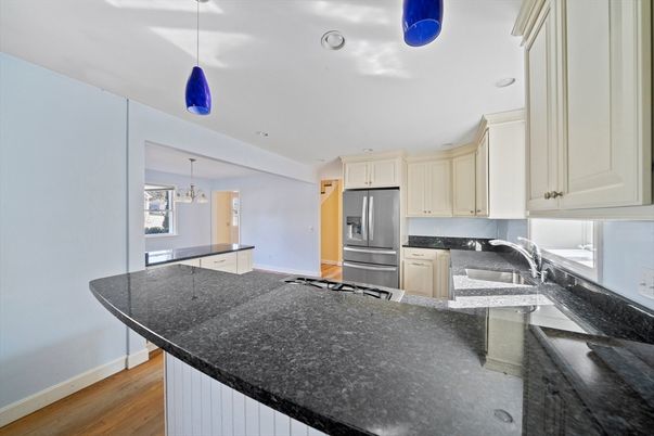 Interior, Kitchen, Pendant Lights, Recessed Lighting, Wood Texture Flooring