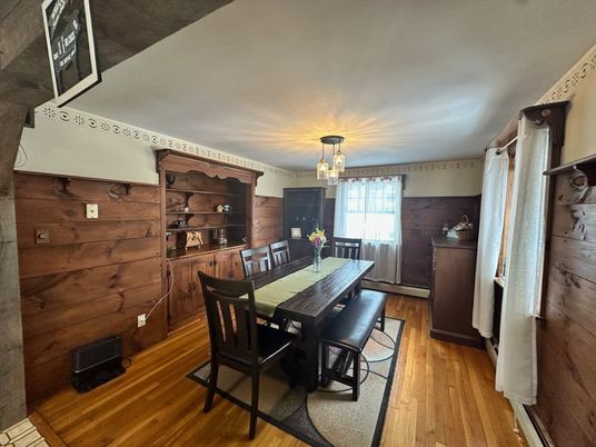 Dining room, Interior, Wood Texture Flooring, Wooden Walls