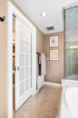 Bathroom, Glass Shower, Interior, Recessed Lighting