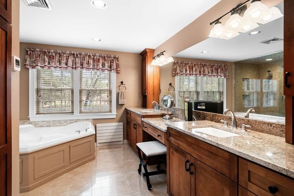 Bathroom, Dual Sink Vanities, Glass Shower, Interior, Recessed Lighting