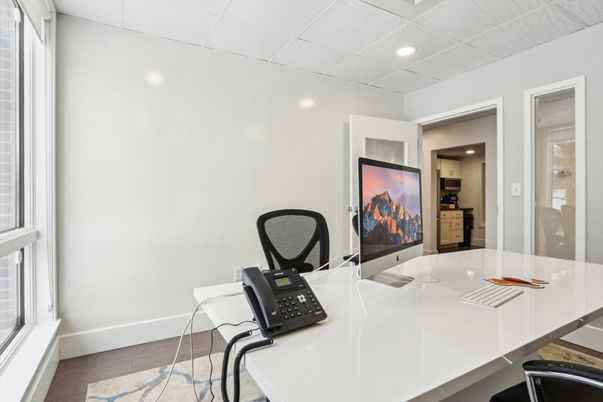 Home Office, Interior, Recessed Lighting, Wood Texture Flooring
