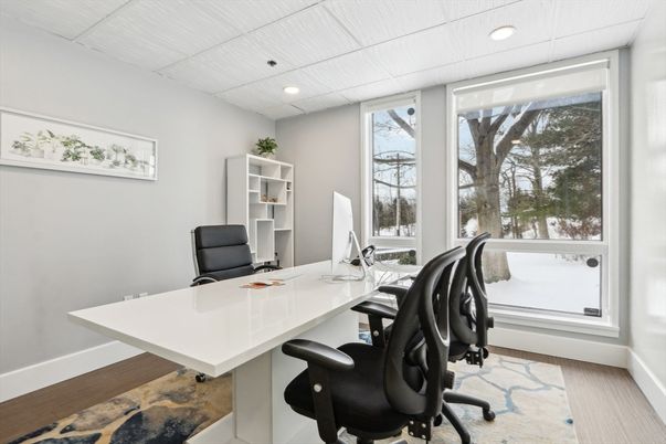 Home Office, Interior, Recessed Lighting, Wood Texture Flooring