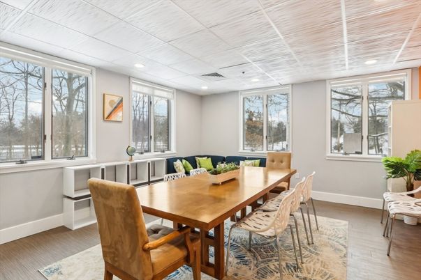Dining room, Interior, Recessed Lighting, Wood Texture Flooring
