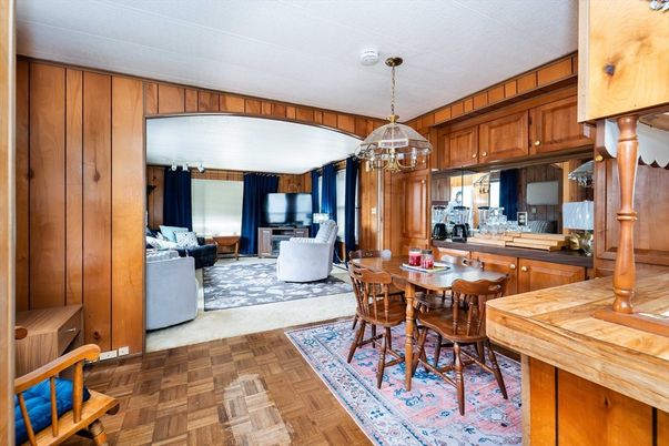 Dining room, Interior, Kitchen, Living room, Pendant Lights, Wood Texture Flooring