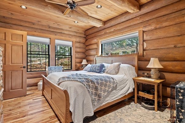 Bedroom, Interior, Recessed Lighting, Wooden Beams, Wooden Ceilings, Wood Texture Flooring, Wooden Walls