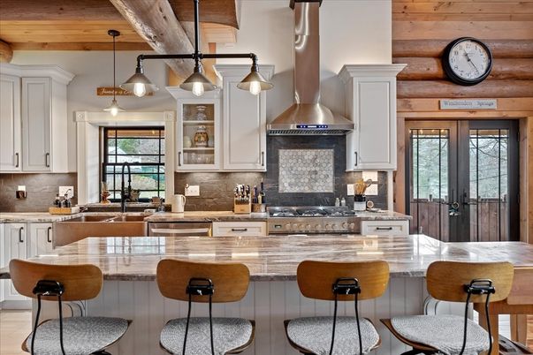 Interior, Kitchen, Pendant Lights, Stainless Steel Appliances, Wooden Beams, Wooden Ceilings