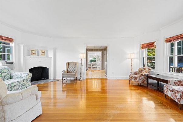 Fireplace, Interior, Living room, Pendant Lights, Wood Texture Flooring