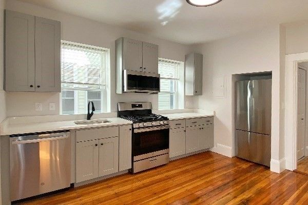 Interior, Kitchen, Stainless Steel Appliances, Wood Texture Flooring