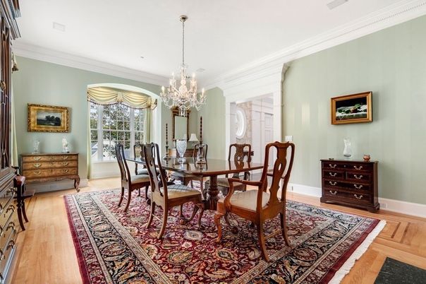 Chandelier, Dining room, Interior, Wood Texture Flooring