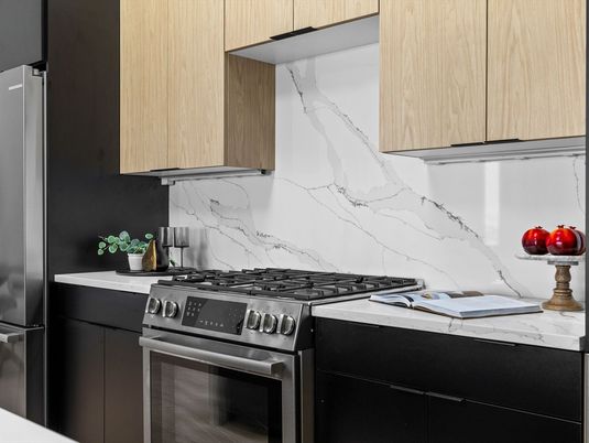 Interior, Kitchen, Marble Walls, Stainless Steel Appliances